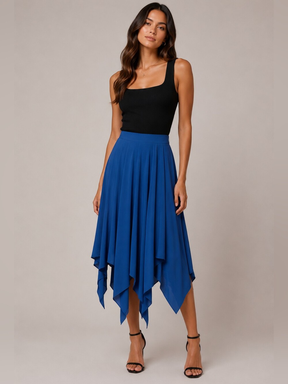 Royal Blue asymmetrical hem skirt